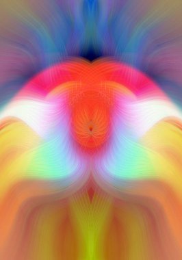 Simetrik Kaleydoskopik Desenler, Neon Parıltısı ve Modern ve Gelecek Estetik İçin Renkli Fraktal Tasarım