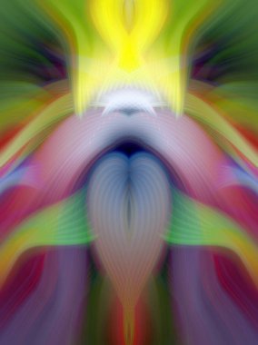 Simetrik Kaleydoskopik Desenler, Neon Parıltısı ve Modern ve Gelecek Estetik İçin Renkli Fraktal Tasarım