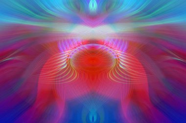 Simetrik Kaleydoskopik Desenler, Neon Parıltısı ve Modern ve Gelecek Estetik İçin Renkli Fraktal Tasarım