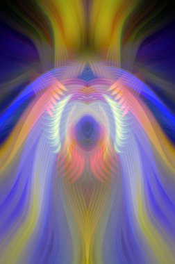 Simetrik Kaleydoskopik Desenler, Neon Parıltısı ve Modern ve Gelecek Estetik İçin Renkli Fraktal Tasarım