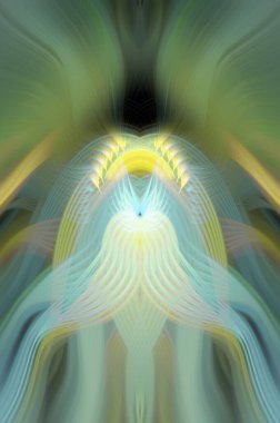 Simetrik Kaleydoskopik Desenler, Neon Parıltısı ve Modern ve Gelecek Estetik İçin Renkli Fraktal Tasarım