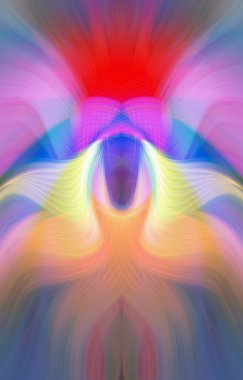 Simetrik Kaleydoskopik Desenler, Neon Parıltısı ve Modern ve Gelecek Estetik İçin Renkli Fraktal Tasarım