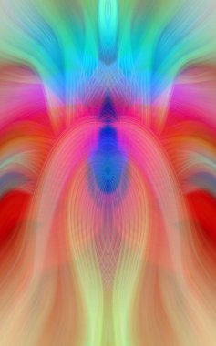 Simetrik Kaleydoskopik Desenler, Neon Parıltısı ve Modern ve Gelecek Estetik İçin Renkli Fraktal Tasarım