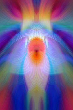 Simetrik Kaleydoskopik Desenler, Neon Parıltısı ve Modern ve Gelecek Estetik İçin Renkli Fraktal Tasarım