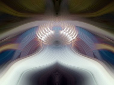 Simetrik Kaleydoskopik Desenler, Neon Parıltısı ve Modern ve Gelecek Estetik İçin Renkli Fraktal Tasarım