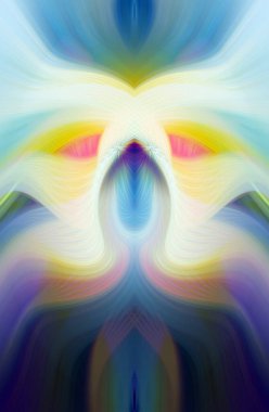 Simetrik Kaleydoskopik Desenler, Neon Parıltısı ve Modern ve Gelecek Estetik İçin Renkli Fraktal Tasarım