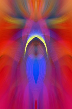 Simetrik Kaleydoskopik Desenler, Neon Parıltısı ve Modern ve Gelecek Estetik İçin Renkli Fraktal Tasarım