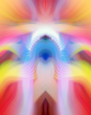 Simetrik Kaleydoskopik Desenler, Neon Parıltısı ve Modern ve Gelecek Estetik İçin Renkli Fraktal Tasarım