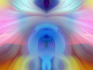 Simetrik Kaleydoskopik Desenler, Neon Parıltısı ve Modern ve Gelecek Estetik İçin Renkli Fraktal Tasarım