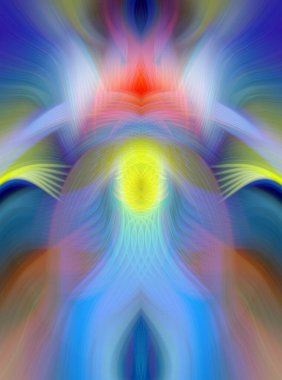 Simetrik Kaleydoskopik Desenler, Neon Parıltısı ve Modern ve Gelecek Estetik İçin Renkli Fraktal Tasarım