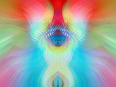 Simetrik Kaleydoskopik Desenler, Neon Parıltısı ve Modern ve Gelecek Estetik İçin Renkli Fraktal Tasarım