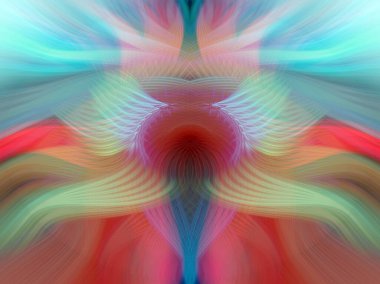 Simetrik Kaleydoskopik Desenler, Neon Parıltısı ve Modern ve Gelecek Estetik İçin Renkli Fraktal Tasarım