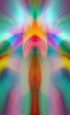 Simetrik Kaleydoskopik Desenler, Neon Parıltısı ve Modern ve Gelecek Estetik İçin Renkli Fraktal Tasarım