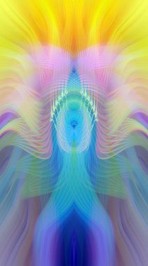 Simetrik Kaleydoskopik Desenler, Neon Parıltısı ve Modern ve Gelecek Estetik İçin Renkli Fraktal Tasarım