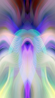 Simetrik Kaleydoskopik Desenler, Neon Parıltısı ve Modern ve Gelecek Estetik İçin Renkli Fraktal Tasarım