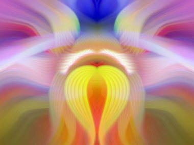 Simetrik Kaleydoskopik Desenler, Neon Parıltısı ve Modern ve Gelecek Estetik İçin Renkli Fraktal Tasarım