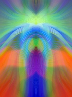 Simetrik Kaleydoskopik Desenler, Neon Parıltısı ve Modern ve Gelecek Estetik İçin Renkli Fraktal Tasarım