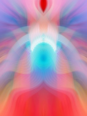 Simetrik Kaleydoskopik Desenler, Neon Parıltısı ve Modern ve Gelecek Estetik İçin Renkli Fraktal Tasarım