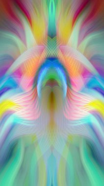 Simetrik Kaleydoskopik Desenler, Neon Parıltısı ve Modern ve Gelecek Estetik İçin Renkli Fraktal Tasarım