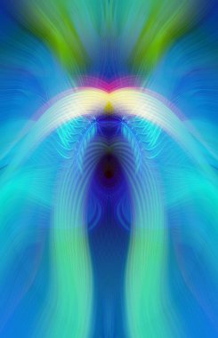 Simetrik Kaleydoskopik Desenler, Neon Parıltısı ve Modern ve Gelecek Estetik İçin Renkli Fraktal Tasarım