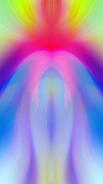 Simetrik Kaleydoskopik Desenler, Neon Parıltısı ve Modern ve Gelecek Estetik İçin Renkli Fraktal Tasarım