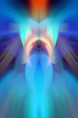 Simetrik Kaleydoskopik Desenler, Neon Parıltısı ve Modern ve Gelecek Estetik İçin Renkli Fraktal Tasarım