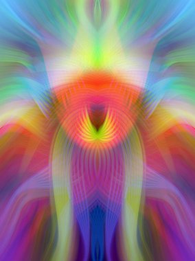 Simetrik Kaleydoskopik Desenler, Neon Parıltısı ve Modern ve Gelecek Estetik İçin Renkli Fraktal Tasarım