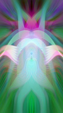 Simetrik Kaleydoskopik Desenler, Neon Parıltısı ve Modern ve Gelecek Estetik İçin Renkli Fraktal Tasarım