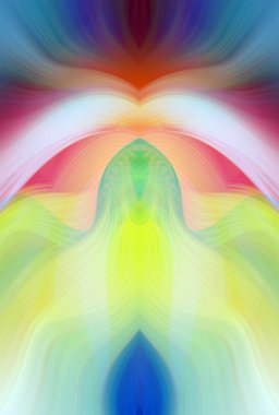 Simetrik Kaleydoskopik Desenler, Neon Parıltısı ve Modern ve Gelecek Estetik İçin Renkli Fraktal Tasarım