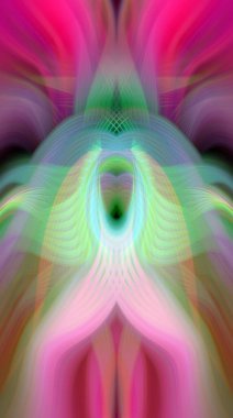 Simetrik Kaleydoskopik Desenler, Neon Parıltısı ve Modern ve Gelecek Estetik İçin Renkli Fraktal Tasarım