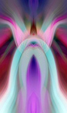 Simetrik Kaleydoskopik Desenler, Neon Parıltısı ve Modern ve Gelecek Estetik İçin Renkli Fraktal Tasarım