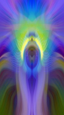 Simetrik Kaleydoskopik Desenler, Neon Parıltısı ve Modern ve Gelecek Estetik İçin Renkli Fraktal Tasarım