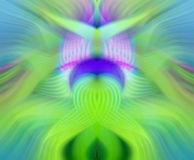 Simetrik Kaleydoskopik Desenler, Neon Parıltısı ve Modern ve Gelecek Estetik İçin Renkli Fraktal Tasarım