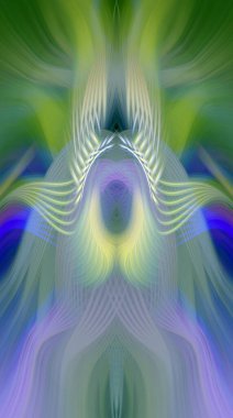 Simetrik Kaleydoskopik Desenler, Neon Parıltısı ve Modern ve Gelecek Estetik İçin Renkli Fraktal Tasarım