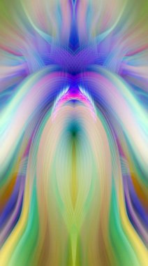 Simetrik Kaleydoskopik Desenler, Neon Parıltısı ve Modern ve Gelecek Estetik İçin Renkli Fraktal Tasarım