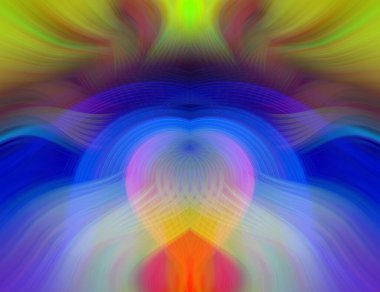 Simetrik Kaleydoskopik Desenler, Neon Parıltısı ve Modern ve Gelecek Estetik İçin Renkli Fraktal Tasarım