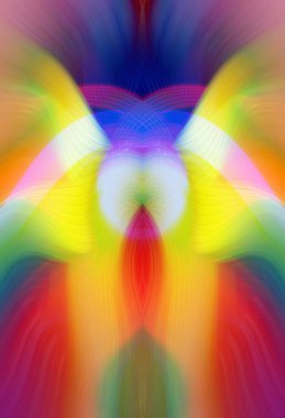 Simetrik Kaleydoskopik Desenler, Neon Parıltısı ve Modern ve Gelecek Estetik İçin Renkli Fraktal Tasarım