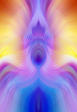 Simetrik Kaleydoskopik Desenler, Neon Parıltısı ve Modern ve Gelecek Estetik İçin Renkli Fraktal Tasarım
