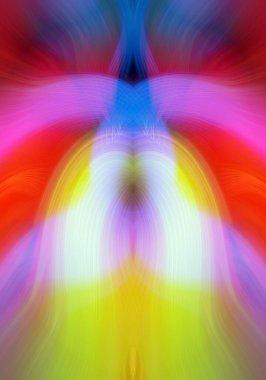 Simetrik Kaleydoskopik Desenler, Neon Parıltısı ve Modern ve Gelecek Estetik İçin Renkli Fraktal Tasarım