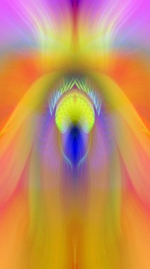 Simetrik Kaleydoskopik Desenler, Neon Parıltısı ve Modern ve Gelecek Estetik İçin Renkli Fraktal Tasarım