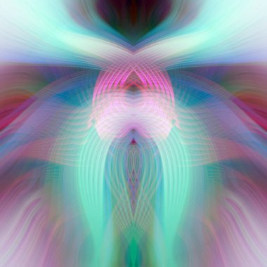 Simetrik Kaleydoskopik Desenler, Neon Parıltısı ve Modern ve Gelecek Estetik İçin Renkli Fraktal Tasarım