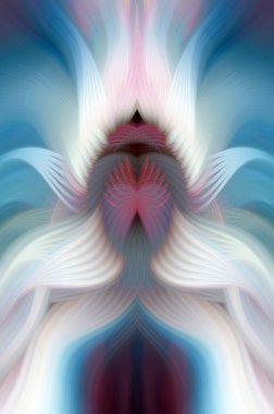 Simetrik Kaleydoskopik Desenler, Neon Parıltısı ve Modern ve Gelecek Estetik İçin Renkli Fraktal Tasarım