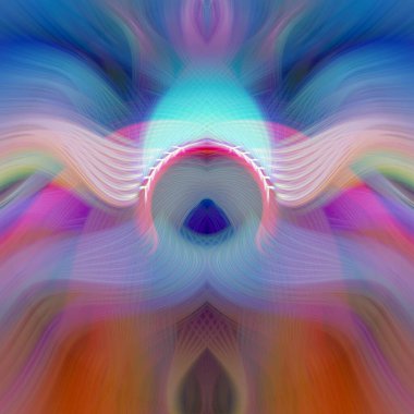 Simetrik Kaleydoskopik Desenler, Neon Parıltısı ve Modern ve Gelecek Estetik İçin Renkli Fraktal Tasarım