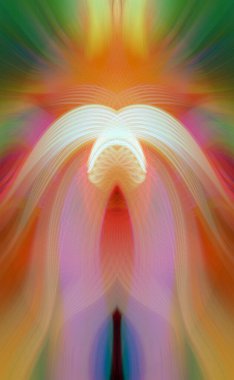 Simetrik Kaleydoskopik Desenler, Neon Parıltısı ve Modern ve Gelecek Estetik İçin Renkli Fraktal Tasarım