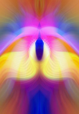 Simetrik Kaleydoskopik Desenler, Neon Parıltısı ve Modern ve Gelecek Estetik İçin Renkli Fraktal Tasarım