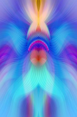 Simetrik Kaleydoskopik Desenler, Neon Parıltısı ve Modern ve Gelecek Estetik İçin Renkli Fraktal Tasarım