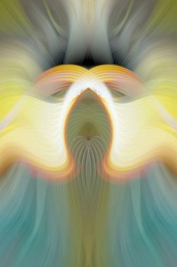 Simetrik Kaleydoskopik Desenler, Neon Parıltısı ve Modern ve Gelecek Estetik İçin Renkli Fraktal Tasarım