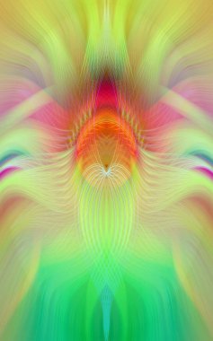 Simetrik Kaleydoskopik Desenler, Neon Parıltısı ve Modern ve Gelecek Estetik İçin Renkli Fraktal Tasarım