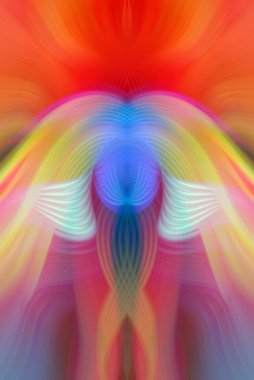 Simetrik Kaleydoskopik Desenler, Neon Parıltısı ve Modern ve Gelecek Estetik İçin Renkli Fraktal Tasarım