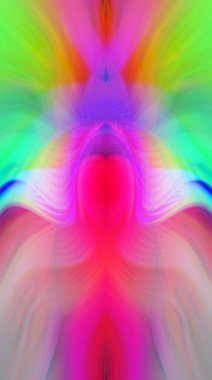 Simetrik Kaleydoskopik Desenler, Neon Parıltısı ve Modern ve Gelecek Estetik İçin Renkli Fraktal Tasarım